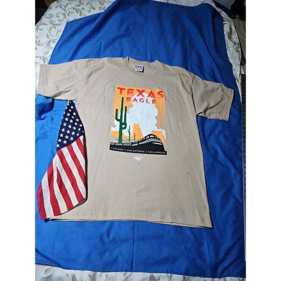 Vintage AMTRAK Train T-Shirt Texas Eagle Chicago/San Antonio/Los Angeles 90s Y2K